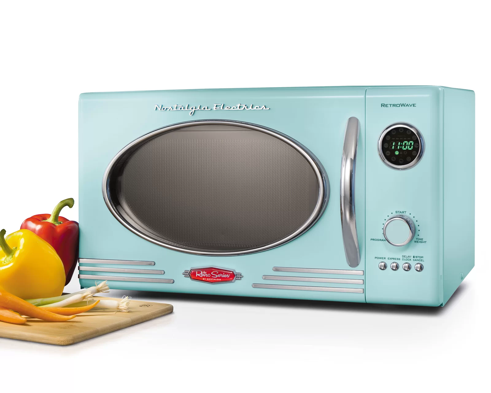 Nostalgia Retro 19" 0.9 cu ft. 800-Watt Countertop Microwave Oven, Aqua