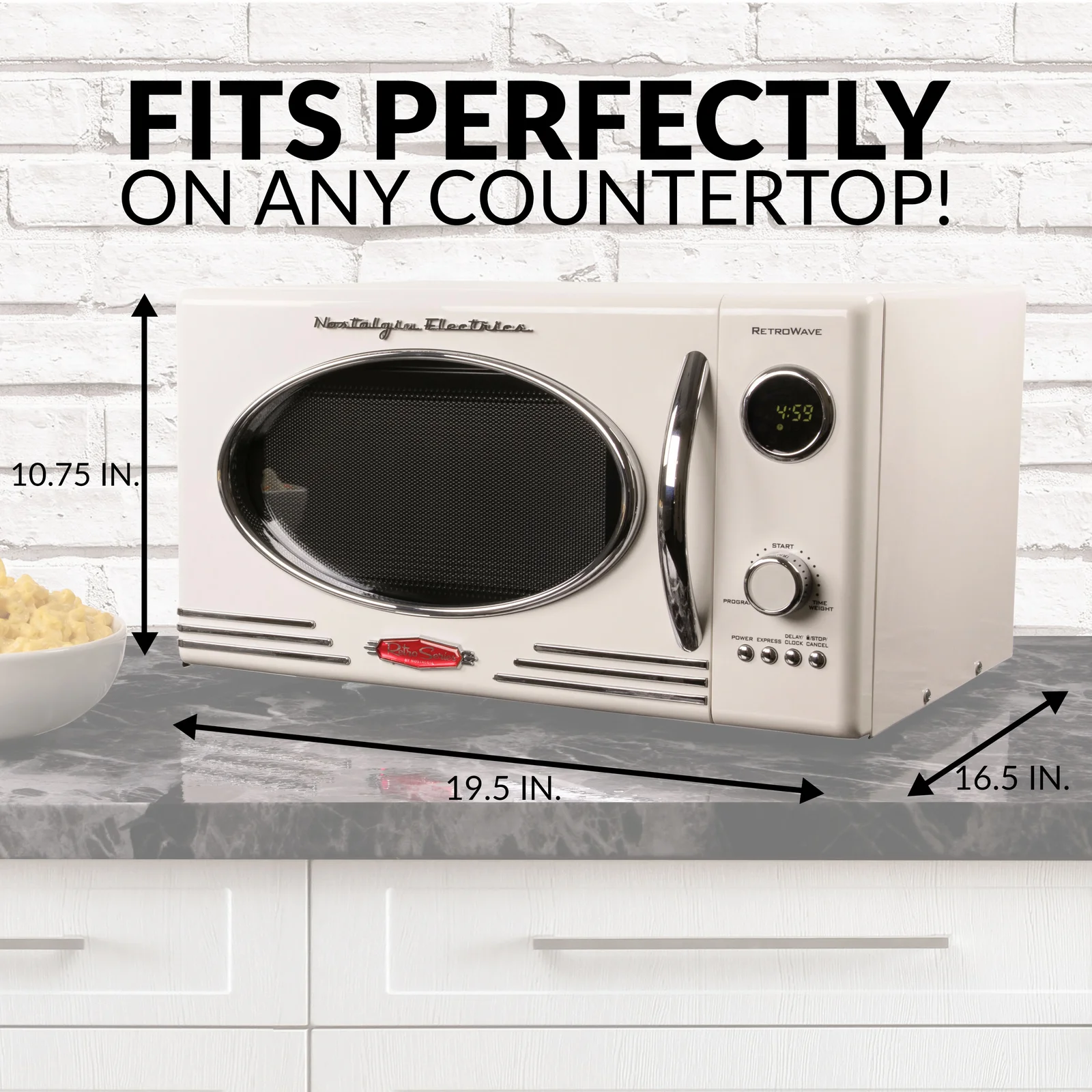 Nostalgia Retro 19" 0.9 cu ft. 800-Watt Countertop Microwave Oven