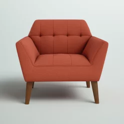 Mercury Row Petrin Wide Mid-Century Modern Lounge Chair, Spice
