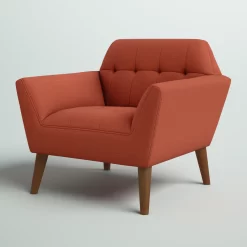 Mercury Row Petrin Wide Mid-Century Modern Lounge Chair, Spice
