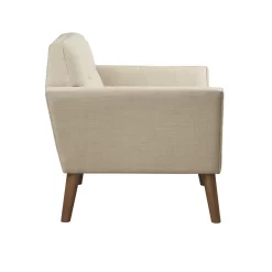 Mercury Row Petrin Wide Mid-Century Modern Lounge Chair, Cream