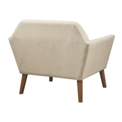 Mercury Row Petrin Wide Mid-Century Modern Lounge Chair, Cream