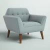 Mercury Row Petrin Wide Mid-Century Modern Lounge Chair, Light Blue
