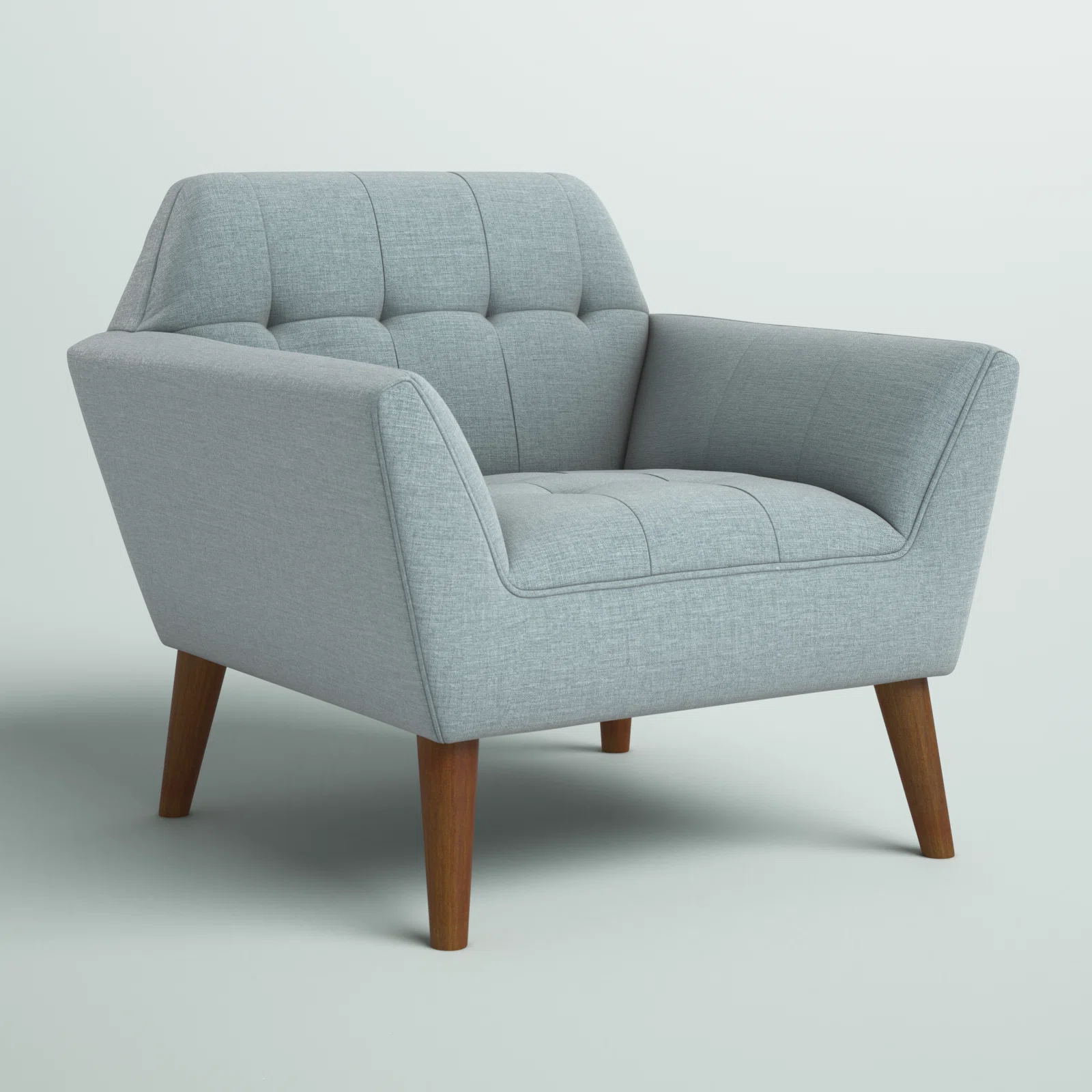 Mercury Row Petrin Wide Mid-Century Modern Lounge Chair, Light Blue