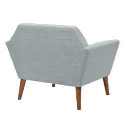 Mercury Row Petrin Wide Mid-Century Modern Lounge Chair, Light Blue