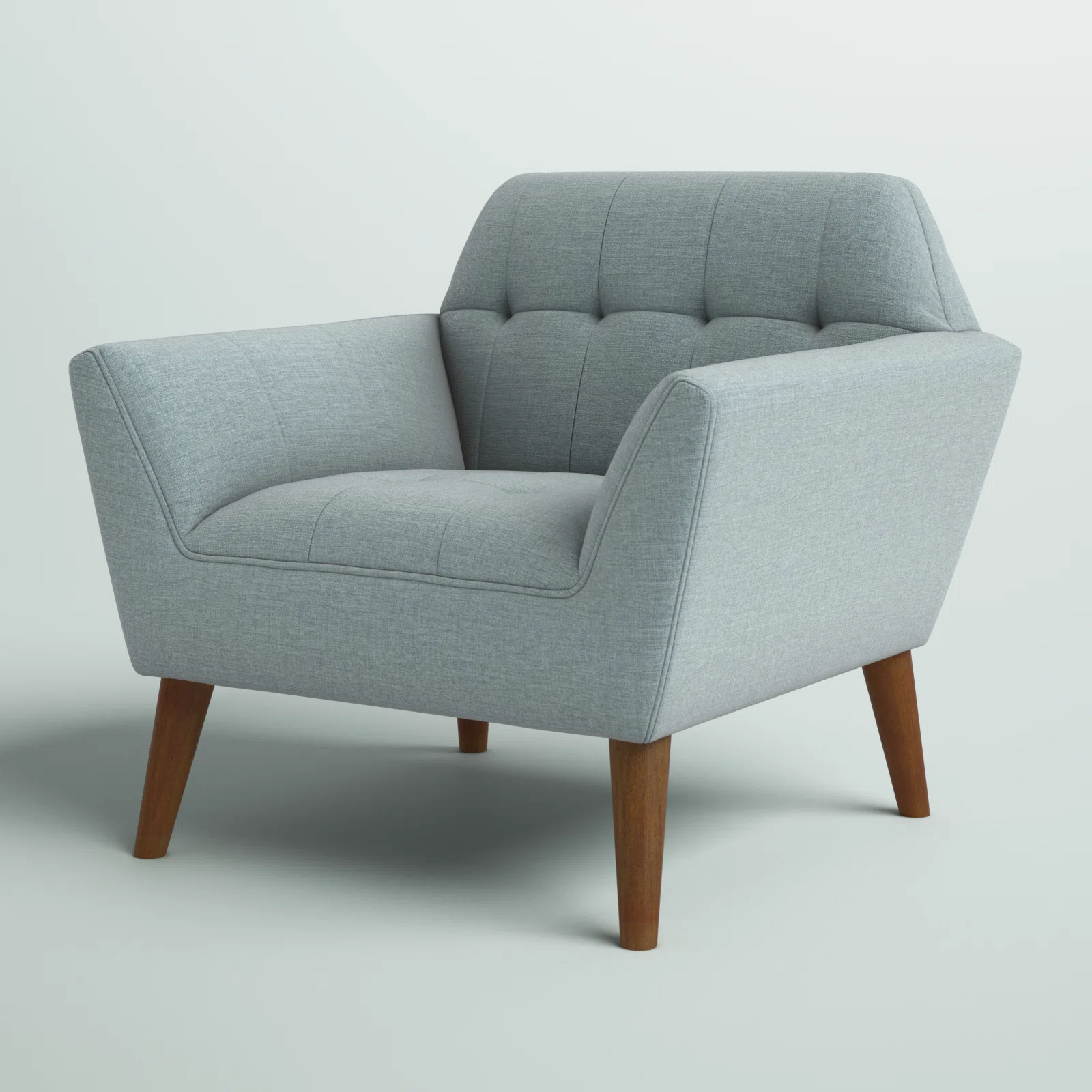 Mercury Row Petrin Wide Mid-Century Modern Lounge Chair, Light Blue