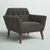 Mercury Row Petrin Wide Mid-Century Modern Lounge Chair, Charcoal