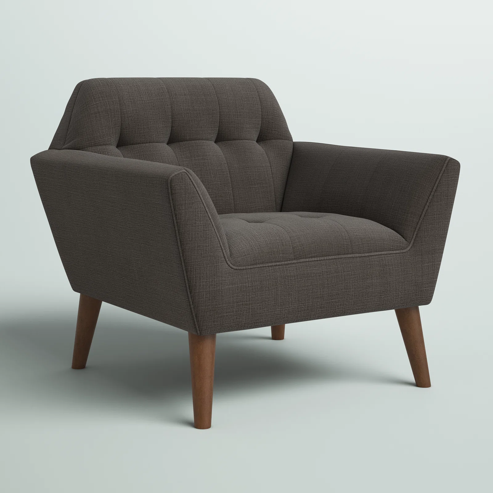 Mercury Row Petrin Wide Mid-Century Modern Lounge Chair, Charcoal