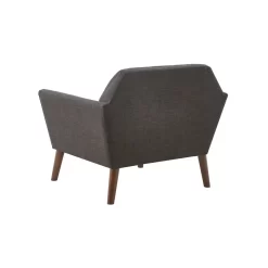 Mercury Row Petrin Wide Mid-Century Modern Lounge Chair, Charcoal