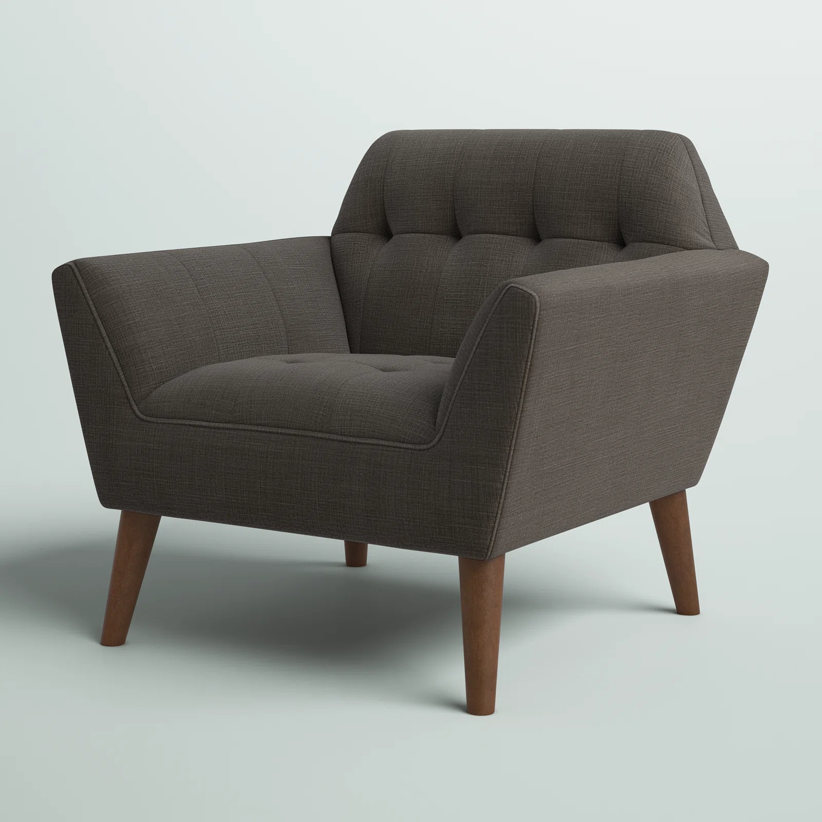 Mercury Row Petrin Wide Mid-Century Modern Lounge Chair, Charcoal