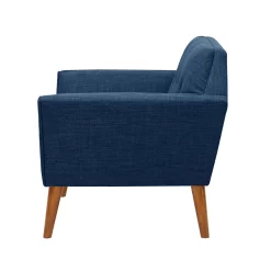 Mercury Row Petrin Wide Mid-Century Modern Lounge Chair, Blue
