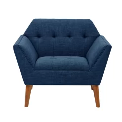 Mercury Row Petrin Wide Mid-Century Modern Lounge Chair, Blue