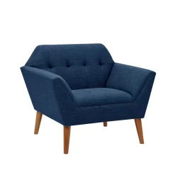 Mercury Row Petrin Wide Mid-Century Modern Lounge Chair, Blue