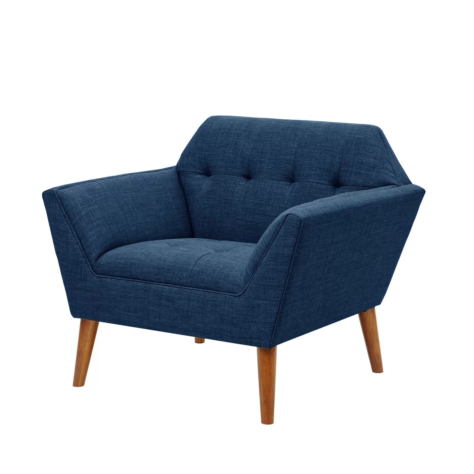 Mercury Row Petrin Wide Mid-Century Modern Lounge Chair, Blue