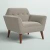 Mercury Row Petrin Wide Mid-Century Modern Lounge Chair, Light Gray