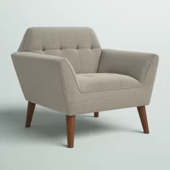 Mercury Row Petrin Wide Mid-Century Modern Lounge Chair, Light Gray