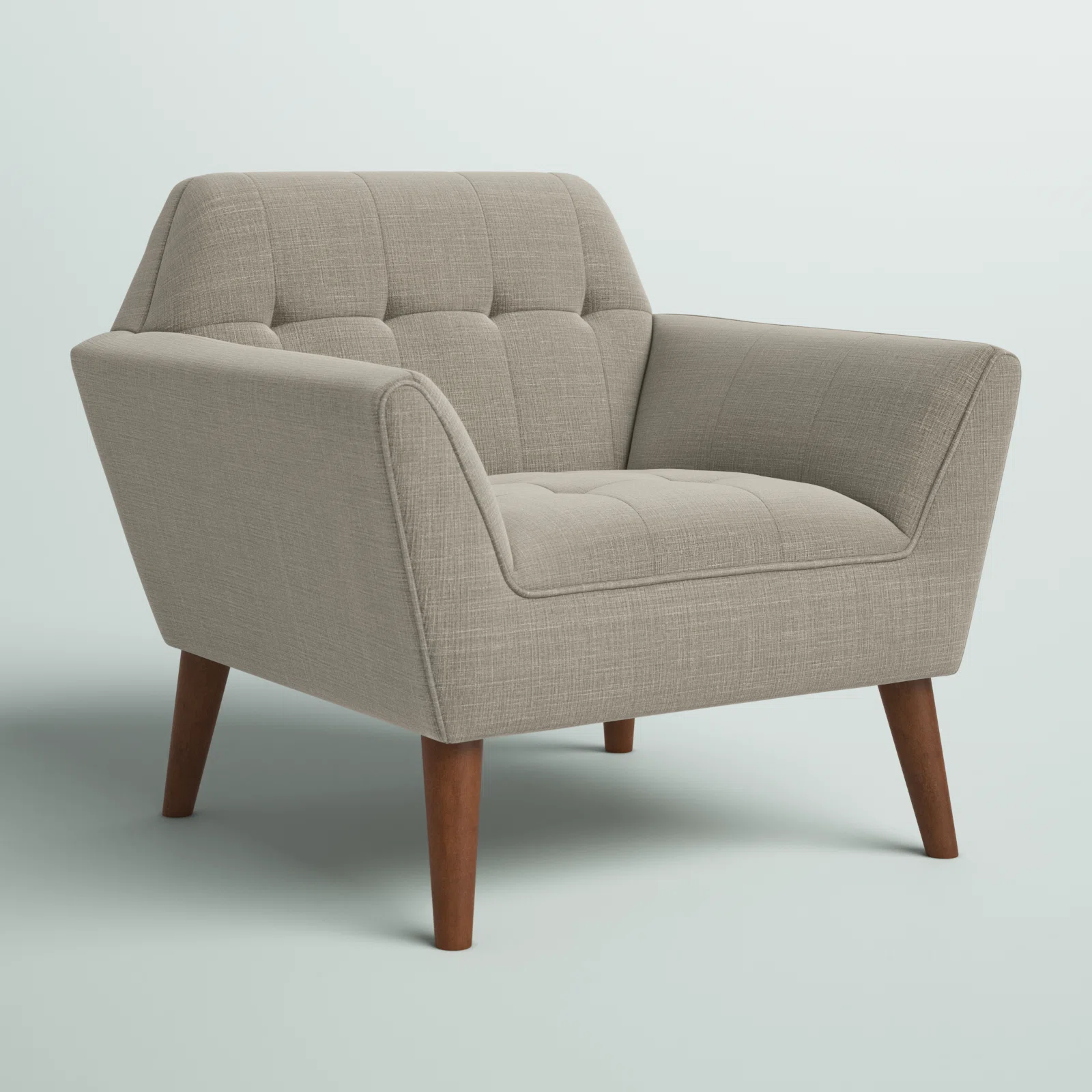 Mercury Row Petrin Wide Mid-Century Modern Lounge Chair, Light Gray
