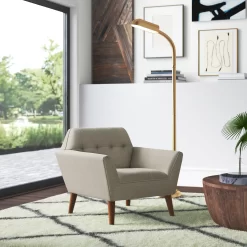 Mercury Row Petrin Wide Mid-Century Modern Lounge Chair, Light Gray