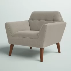 Mercury Row Petrin Wide Mid-Century Modern Lounge Chair, Light Gray