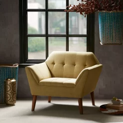Mercury Row Petrin Wide Mid-Century Modern Lounge Chair, Pale Green