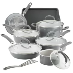 Rachael Ray Create Delicious Aluminum Nonstick Cookware Induction Cookware Set, 13-Piece, Gray Shimmer