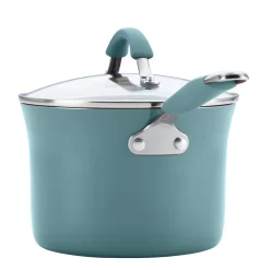 Rachael Ray Cucina Hard Enamel Nonstick Cookware and Measuring Cup Set, 18-Piece, Agave Blue