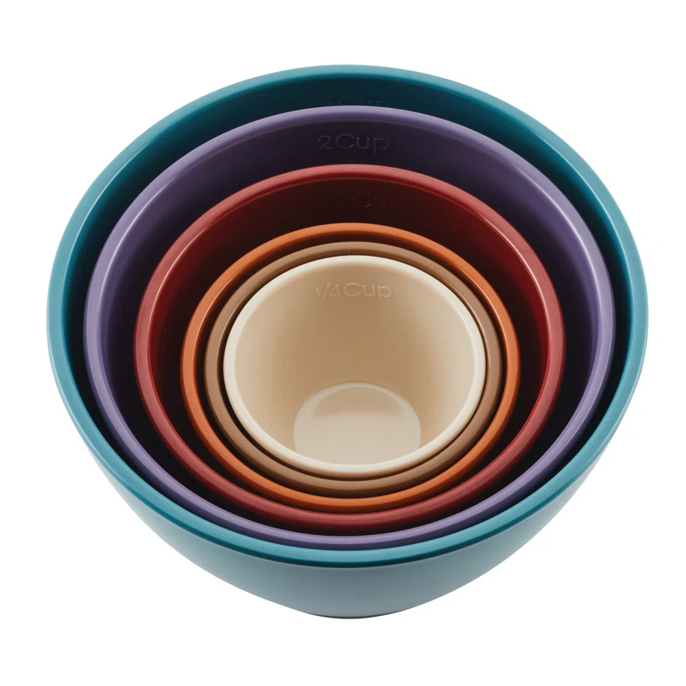 Rachael Ray Cucina Hard Enamel Nonstick Cookware and Measuring Cup Set, 18-Piece, Agave Blue