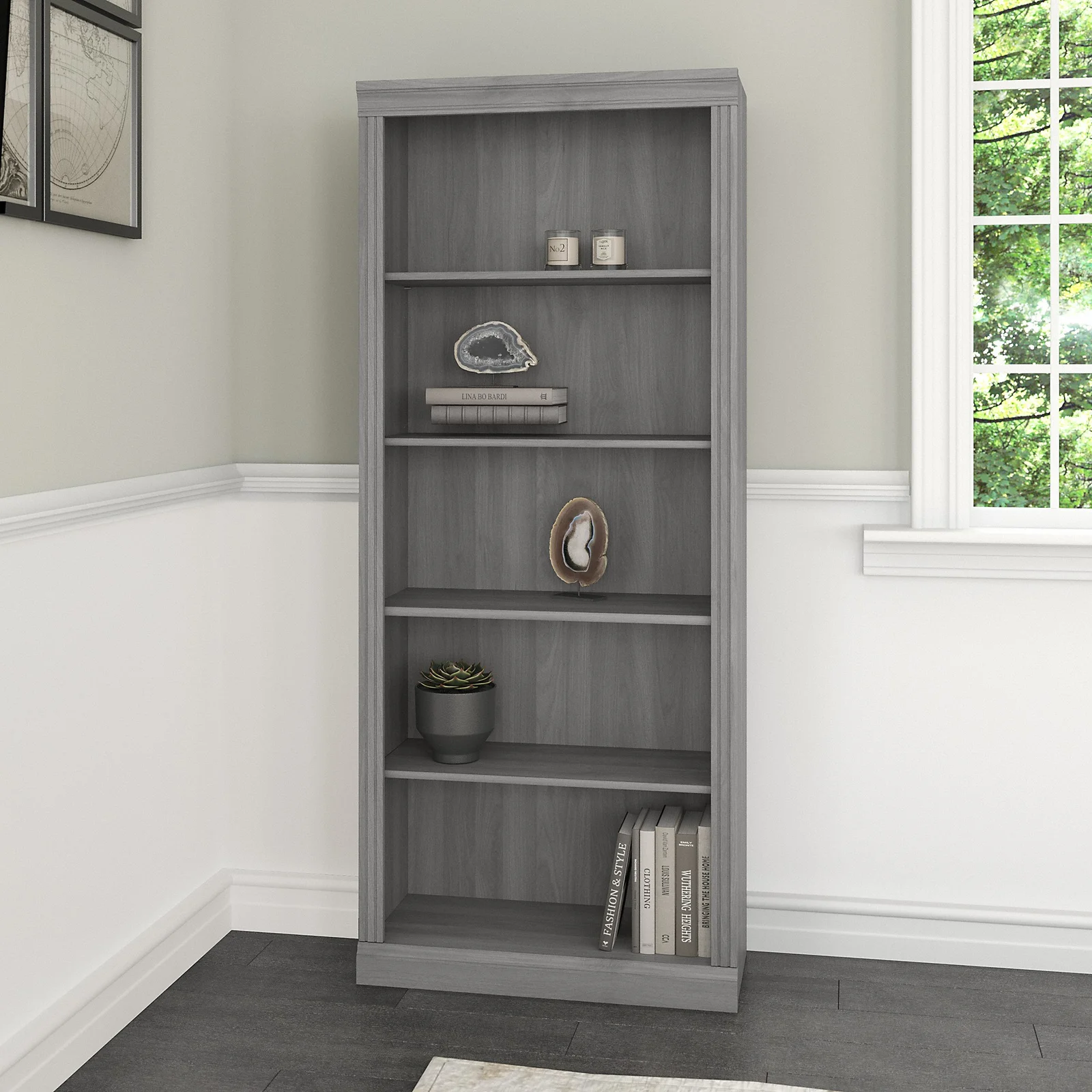 Bush Furniture Saratoga Bookcase - Modern Gray