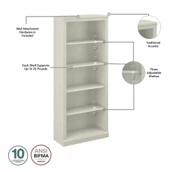 Bush Furniture Saratoga Bookcase - Linen White Oak