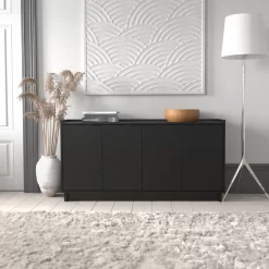 Prepac Finnley Sideboard Cabinet Buffet Cabinet, Black