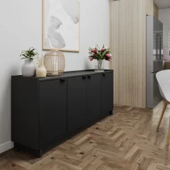 Prepac Finnley Sideboard Cabinet Buffet Cabinet, Black