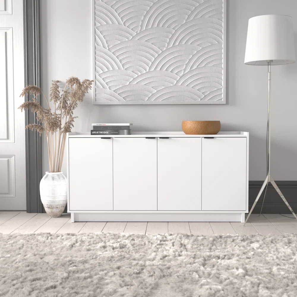 Prepac Finnley Sideboard Cabinet Buffet Cabinet, White