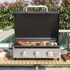 Sophia & William 3-Burners Gas Griddle Portable Flat Table Top BBQ Grill 24,000 BTU