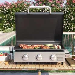Sophia & William 3-Burners Gas Griddle Portable Flat Table Top BBQ Grill 24,000 BTU