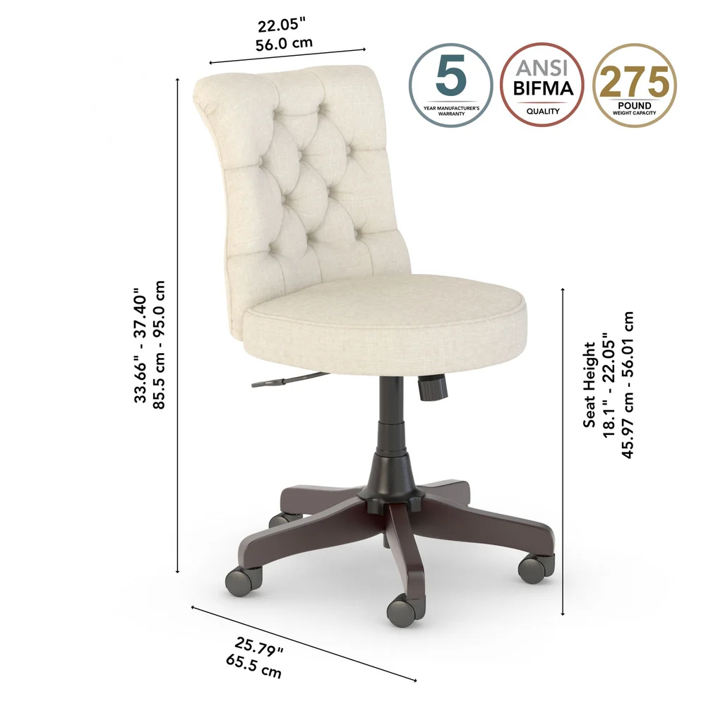 Bush Furniture Task Chair, Cream