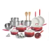 The Pioneer Woman 25-Piece Ceramic Nonstick Aluminum Cookware Set, Ombre Red