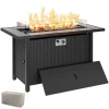 Walsunny 45" Propane Fire Pit Table 50,000 BTU Steel Gas Fire Pit with Removable Lid & Waterproof Cover and Tables