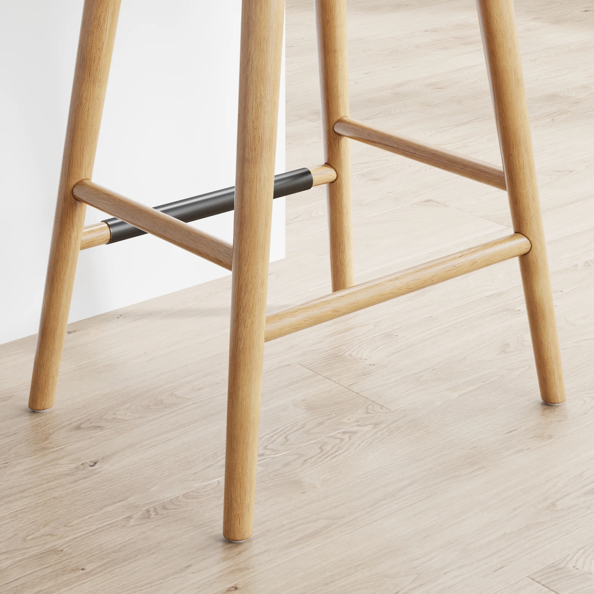 Nathan James Barker 24" Counter Height Backless Wood Barstool with Leather Removable Cushion for Kitchen, Chestnut Brown