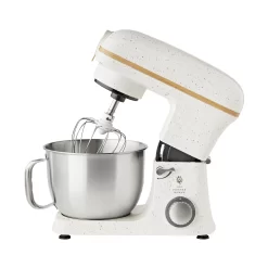 The Pioneer Woman 5 Quart 600W 6-Speed Professional Stand Mixer with Beater, Dough Hook and Whisk-Linen Speckle