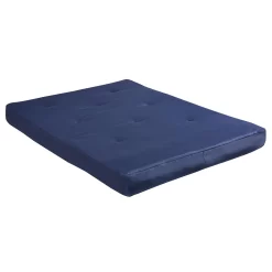 DHP Caden 8 Inch Futon Mattress with Tufted Cover and Recycled Polyester Fill, Full, Blue