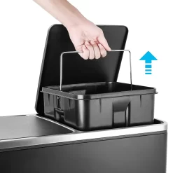 Pirecart 16 Gallon Trash Can 8 Gallon Dual Compartment Step on Kitchen Garbage Can Stainless Steel