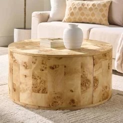 Better Homes & Gardens Burlwood Round Coffee Table, Light Burl Wood Veneer