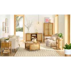 Better Homes & Gardens Springwood Caning Nightstand, Light Honey Finish