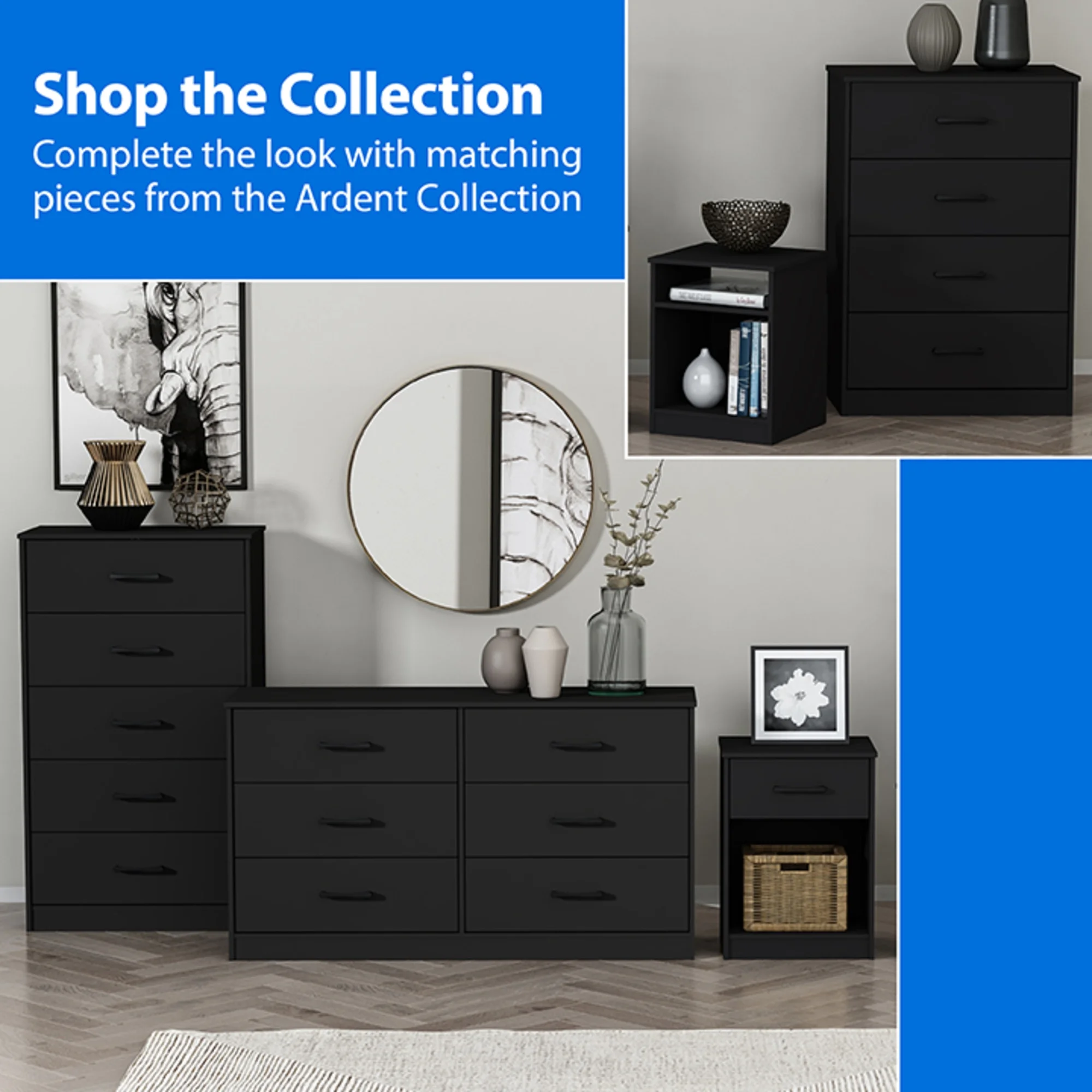 Mainstays Ardent 5 Drawer Dresser, Black
