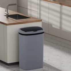 BestOffice 13 Gallon Plastic Touchless Trash Can with Motion Sensor for Indoor Use, 2 Pack(Gray)
