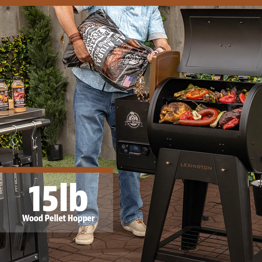 Pit Boss Lexington 500 Sq in Wood Fired Pellet Grill and Smoker – Onyx Series - Image 7