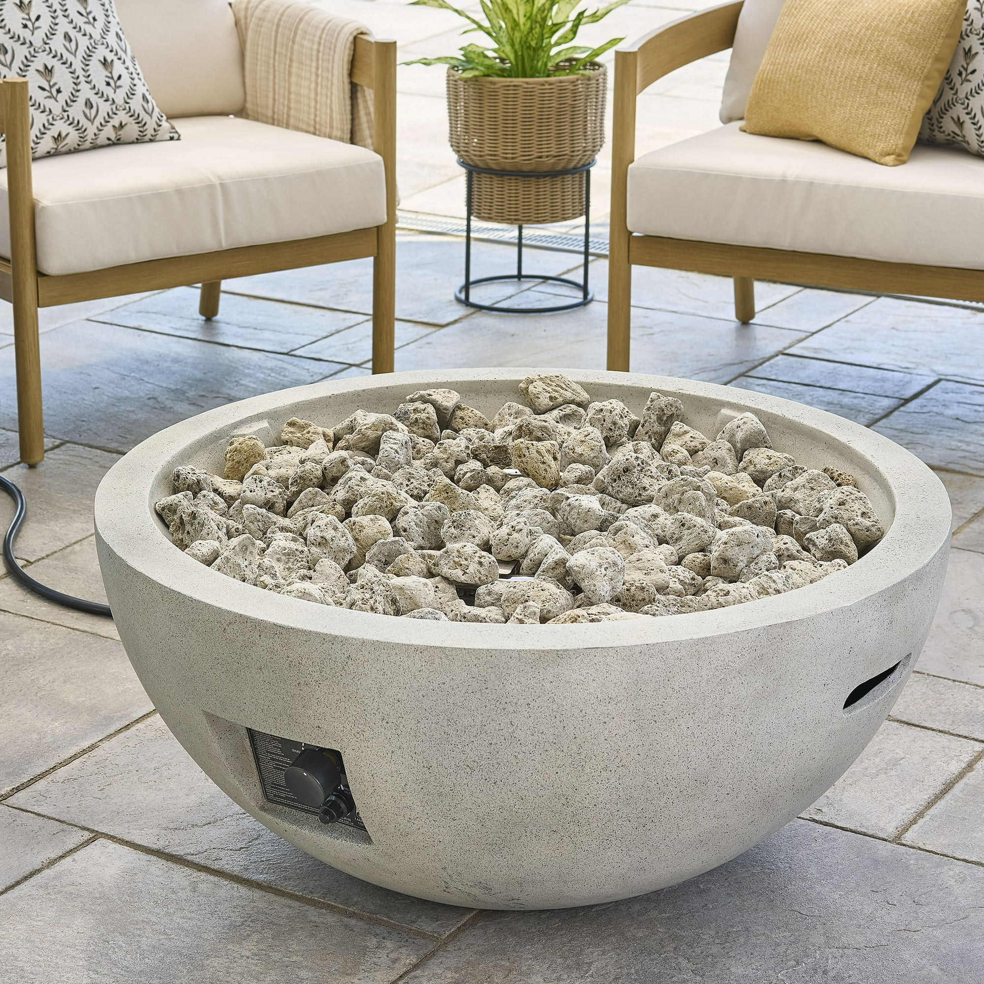 Better Homes & Gardens 36" Round 65,000 BTU Propane Faux Concrete Finish Fire Pit with Tank Hideaway