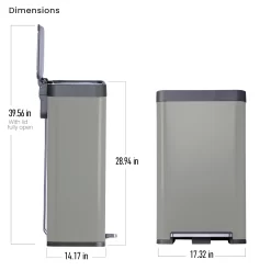 Home Zone Living 18.5 gal/70 Liter Kitchen Garbage Can Stainless Steel, Ocean Fog