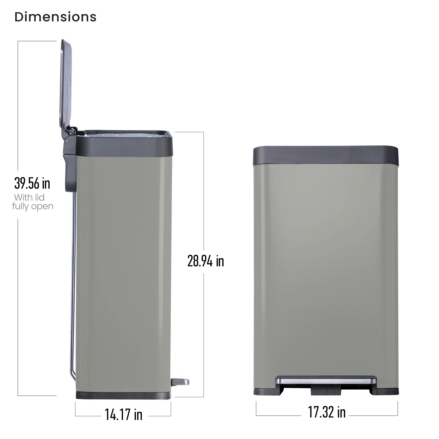 Home Zone Living 18.5 gal/70 Liter Kitchen Garbage Can Stainless Steel, Ocean Fog