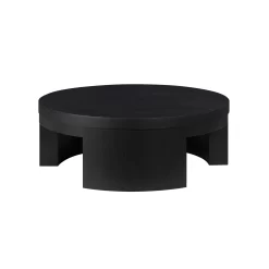 Beautiful Mod Round Coffee Table by Drew Barrymore, Black Wood Finish
